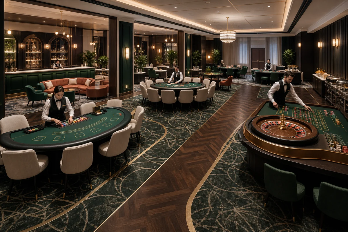 Casino game layout with room for guests